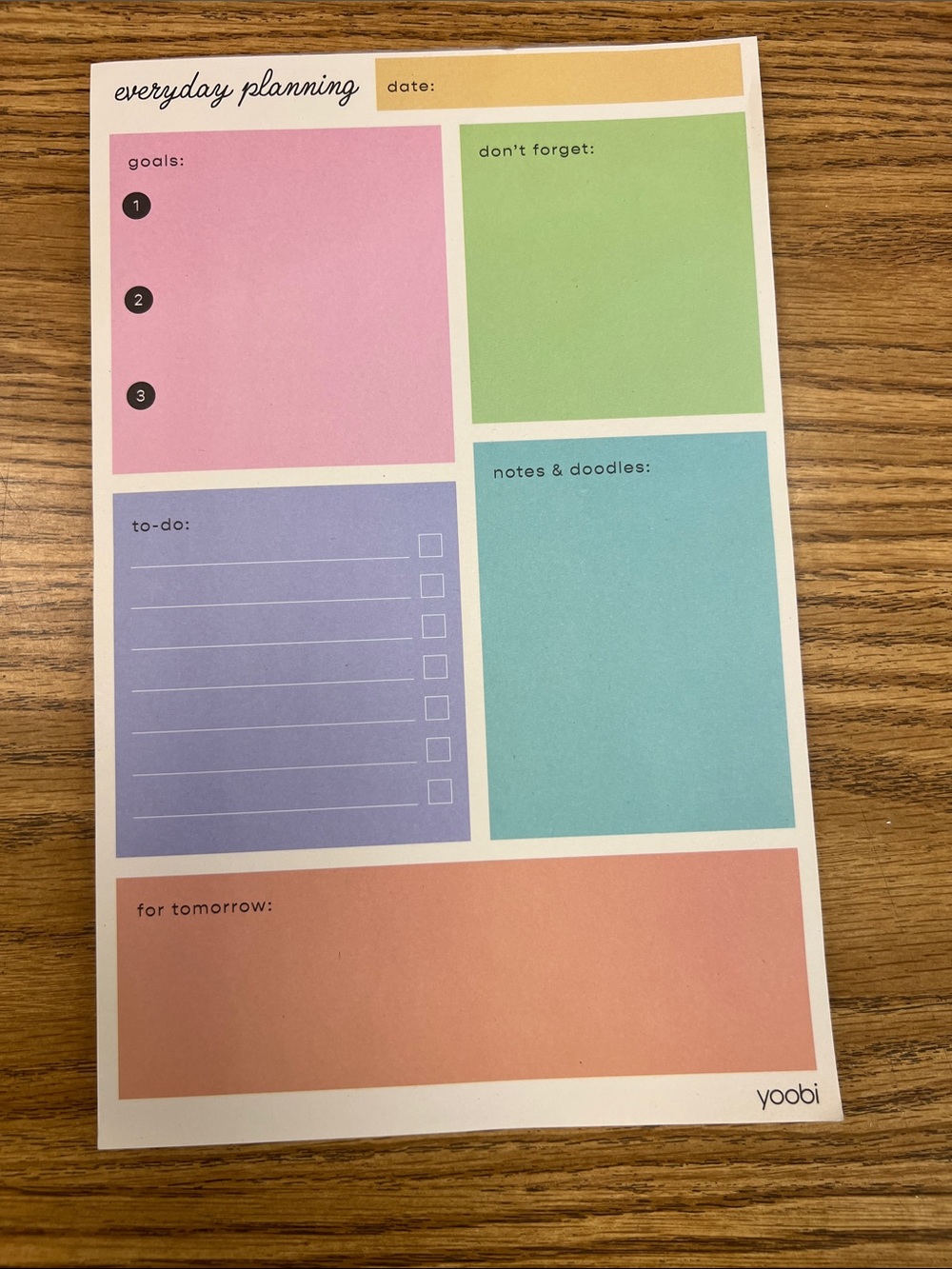 Yoobi Pastel Everyday Planning Notepad - Pink, Green, Blue, Purple, Peach